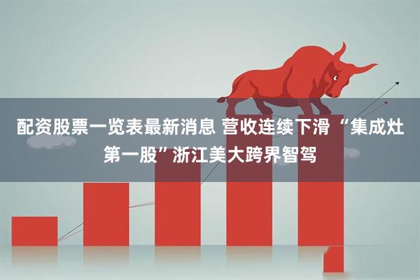 配资股票一览表最新消息 营收连续下滑 “集成灶第一股”浙江美大跨界智驾